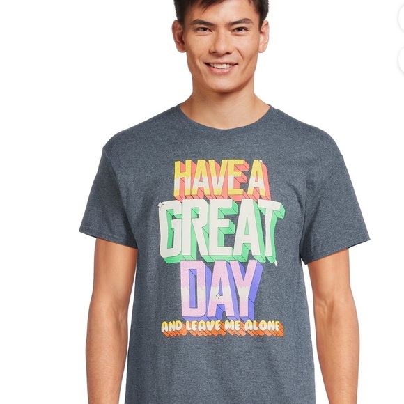 Men Gray Graphic Tee - Have a Great Day XL - Picture 4 of 5